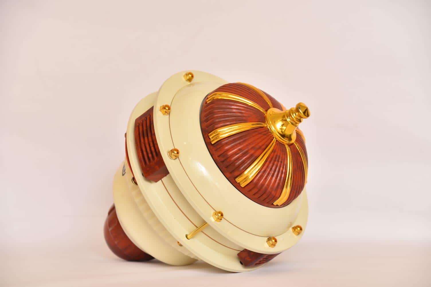Decorative Ceiling Fan Global Plus FANS — Finish: Cream / Mahogany / Gold