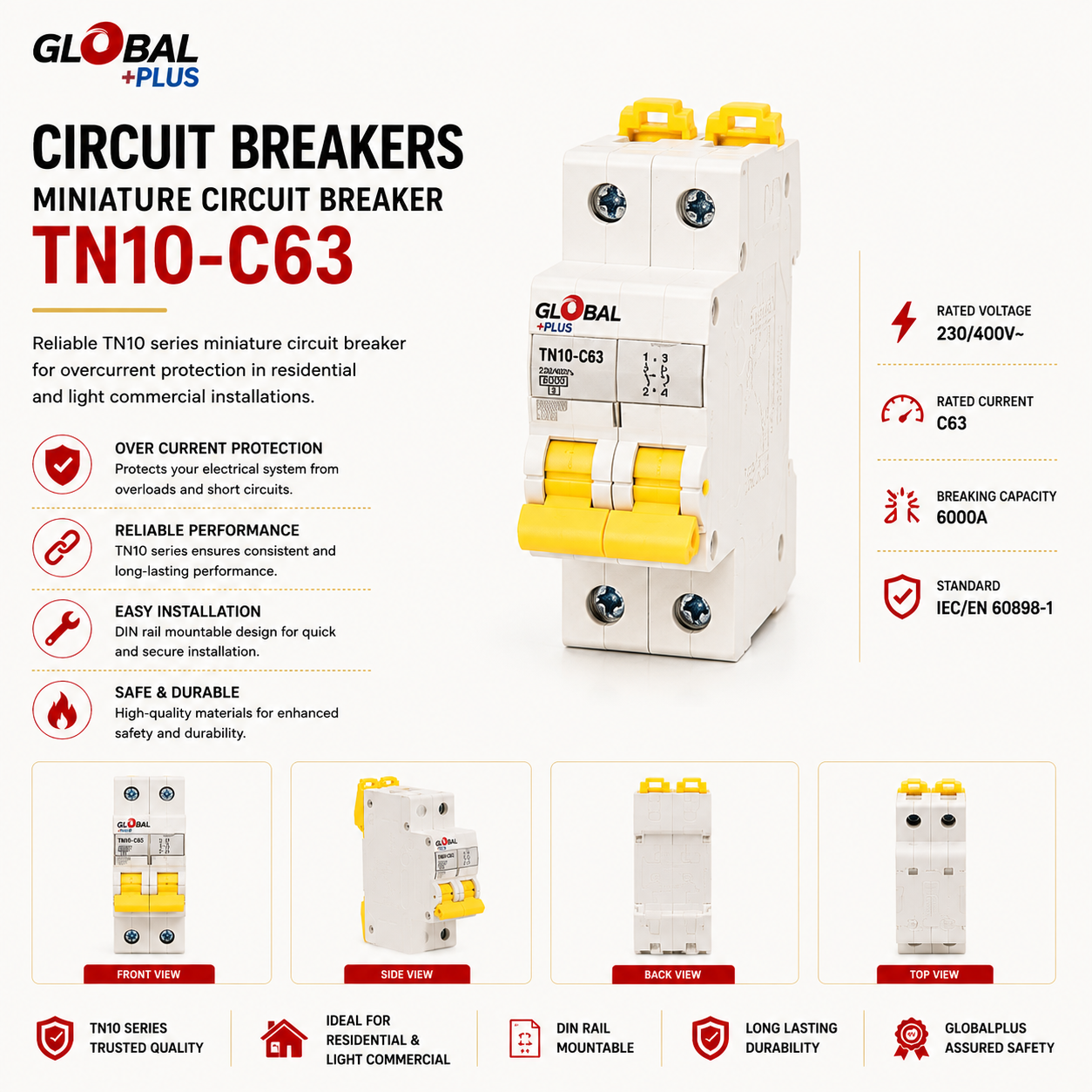 Miniature Circuit Breaker TN10-C63 — Model: TN10-C63