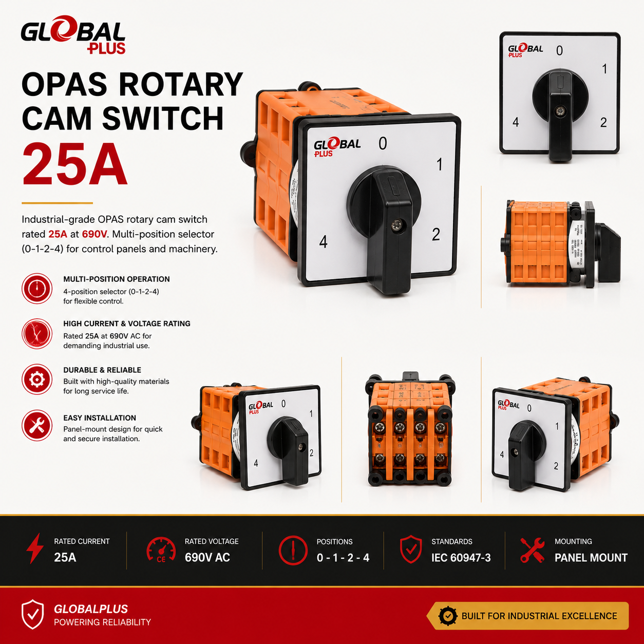 OPAS Rotary Cam Switch 25A — Brand: OPAS